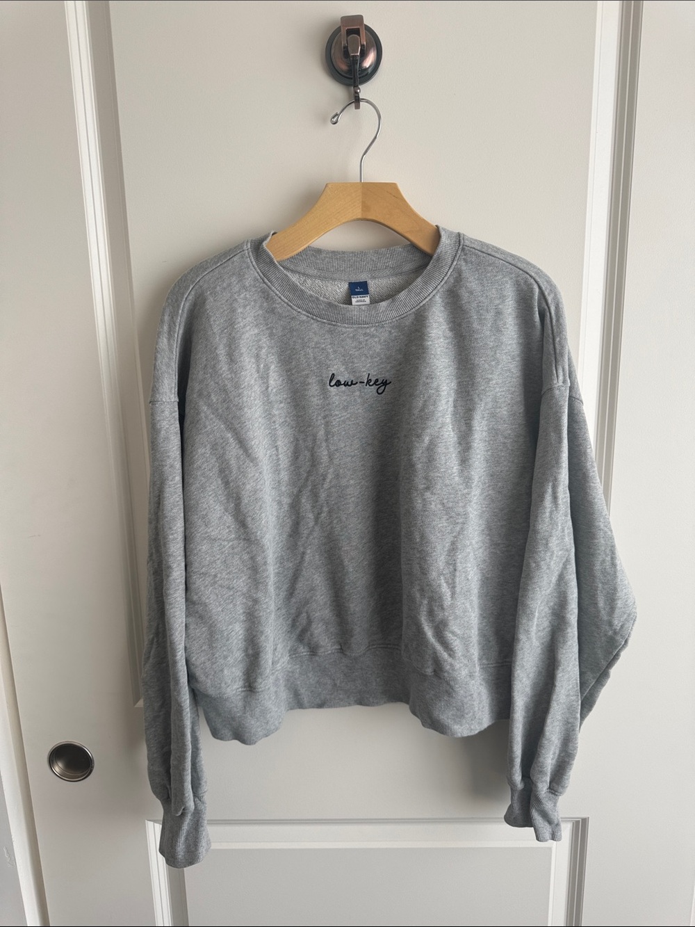 Old Navy Gray "low-key" Crewneck Sweatshirt